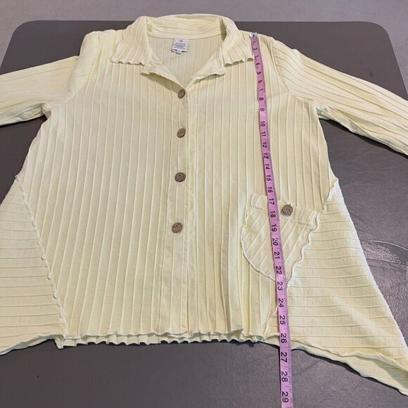 Focus Casual Life Long Sleeve Cardigan Sweater Yellow Button Lagenlook Womens L - Picture 11 of 16